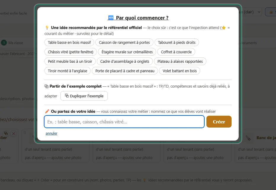 🆕 Par quoi commencer ? — capture de l’écran, la zone concernée cerclée de vert